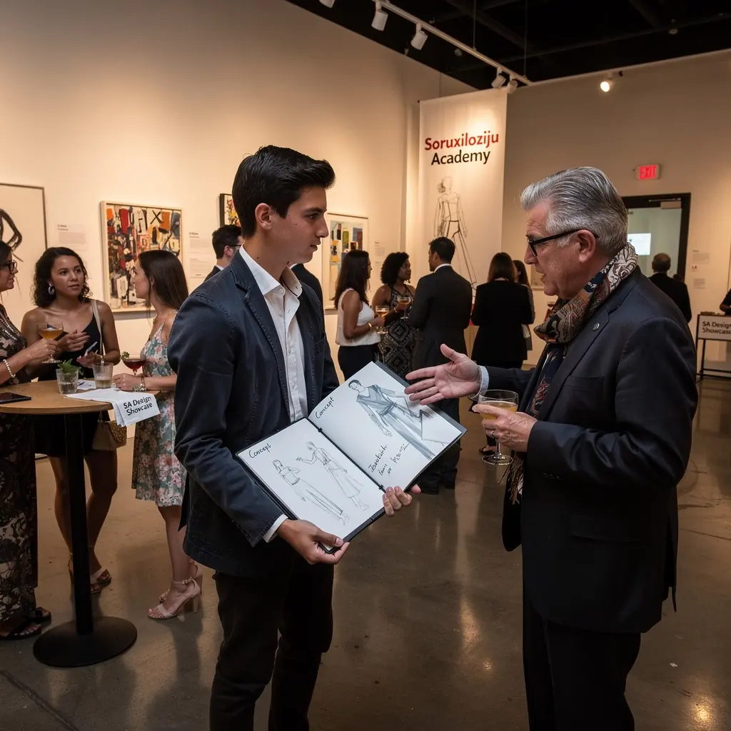 Eine Gruppe von Studenten näht gemeinsam an ihren individuellen Modeprojekten in einem hellen Schulungsraum.